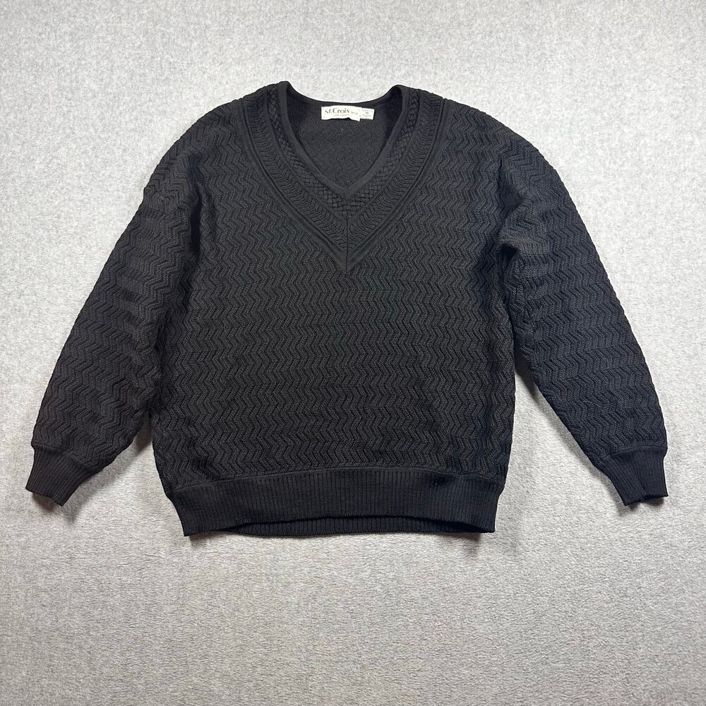 Vintage St. Croix Las Vegas Men’s Black V Neck Wool Sweater XS EUC